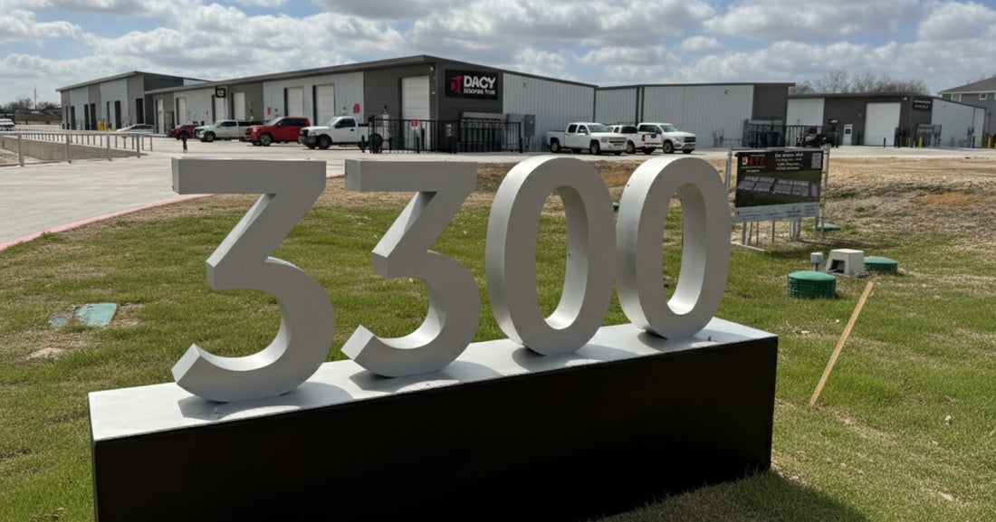 3300 Dacy Lane monument in front of flex warehouse buildings at Dacy Business Park, Kyle TX