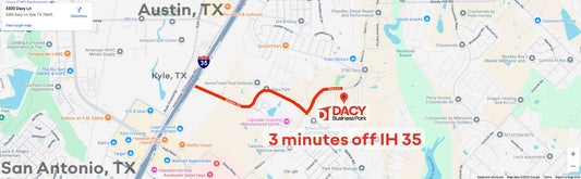 Map of Dacy Business Park in Kyle, Texas, three minutes from Interstate 35